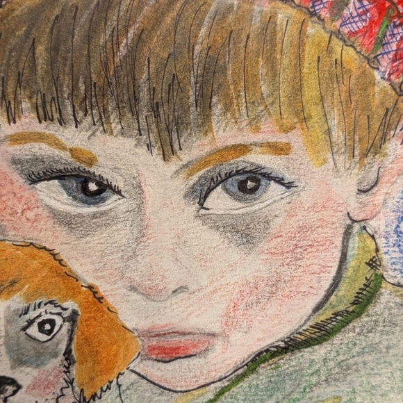 Watercoir Painting Portrait of Boy and Pup. - Picture 5 of 14